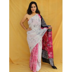  handblock printed cotton saree with blouse 