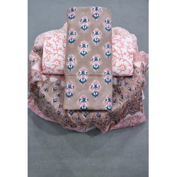 Hand Block Printed Cotton Suit-Salwar Fabric With Chiffon Dupatta(FEM010418-12) 