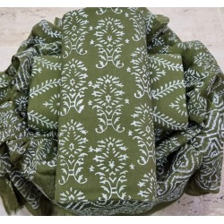Hand Block Printed Cotton Suit-Salwar Fabric With Chiffon Dupatta 