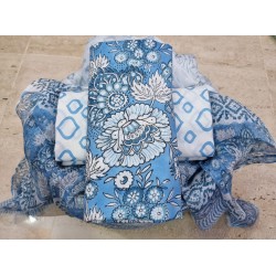Hand Block Dabu Printed Cotton Suit-Salwar Fabric With Chiffon Dupatta 