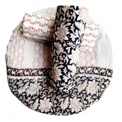 Hand Block  Printed Cotton Suit-Salwar Fabric With Chiffon Dupatta 