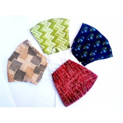Hand Block Batik Printed Cotton Suit-Salwar Fabric With Chiffon Dupatta(FEM1711301)