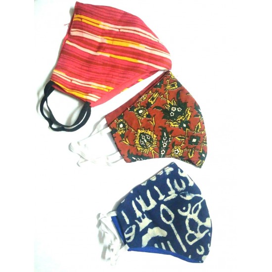 Hand Block Batik Printed Cotton Suit-Salwar Fabric With Chiffon Dupatta(FEM1711301)