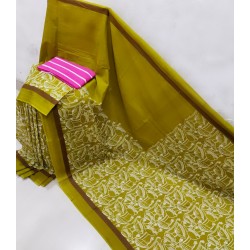 Handblock printed cotton designer saree  with blouse pc 